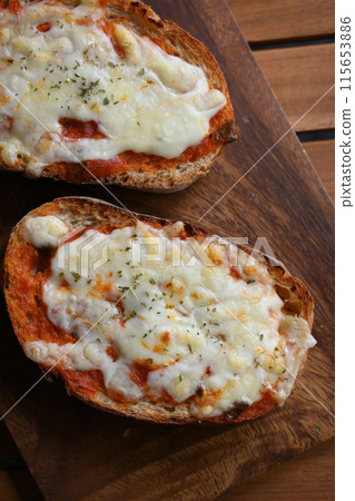 baguette pizza toast baguette pizza toast 115653886