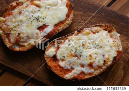baguette pizza toast baguette pizza toast 115653889