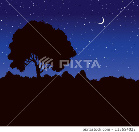 Vector drawing. Old tree in the field Vector drawing. Old tree in the field 115654022