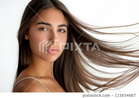 Gorgeous Brazilian model with straight hair, flawless skin, and captivating eyes 115654067