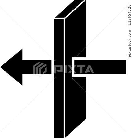 Diagram of an arrow going through a board 115654326