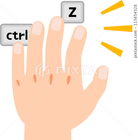 Hand pressing ctrl and Z on keyboard, undo 115654328