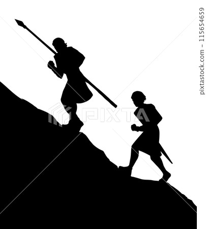 Vector drawing. Running warrior with sword Vector drawing. Running warrior with sword 115654659