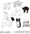 Kitten line drawing illustration set 115654726