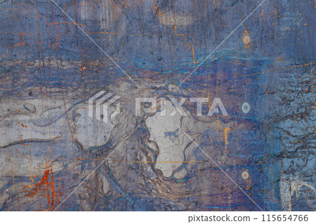 Metal surface with red, blue and yellow tones for grunge design background. Metal surface with red, blue and yellow tones for grunge design background. 115654766