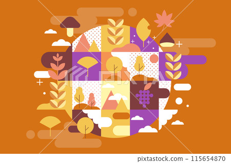 Autumn Maple Geometric Pattern Nature Eco Autumn Infographic 115654870