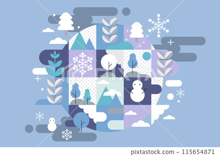 Snowflakes, geometric patterns, nature, eco, winter infographics 115654871