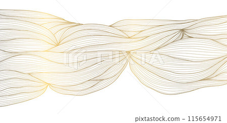 Vector gold abstract line pattern, wave texture, luxury modern art. Elegant shape banner, premium geometric wallpaper, glitter wavy element. Flow poster, background Vector gold abstract line pattern, wave texture, luxury modern art. Elegant shape banner, premium geometric wallpaper, glitter wavy element. Flow poster, background 115654971
