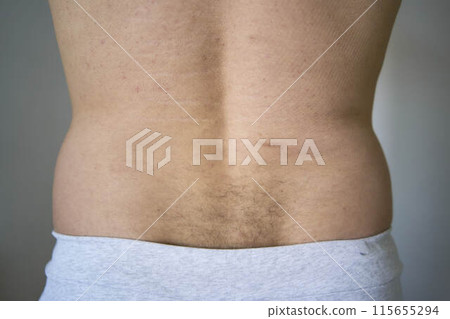 back and lower back of a thirty year old man of medium build back and lower back of a thirty year old man of medium build 115655294