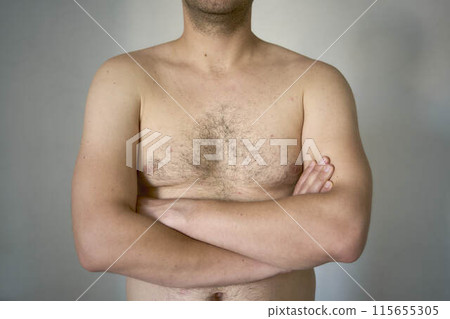 chest and stomach of a thirty-year-old with average build 115655305
