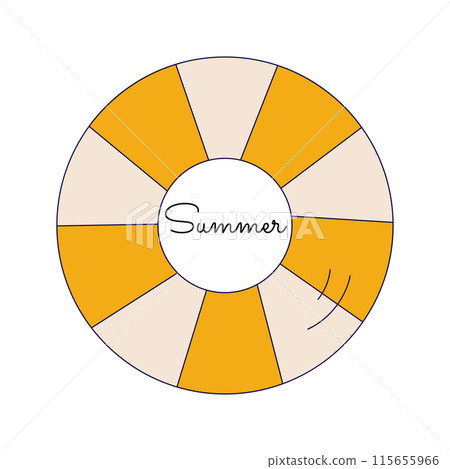 Summer. Yellow retro circle, lifebuoy simple vector. Isolated on white background 115655966