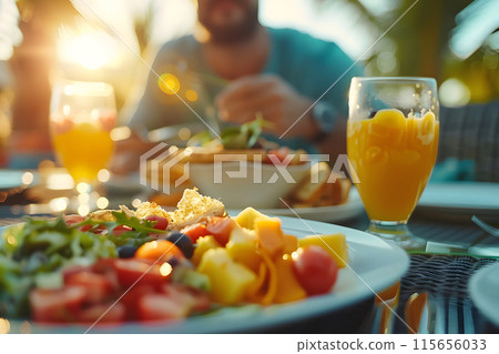 Healthy Morning Routine: Exercise and Nutritious Breakfast 115656033