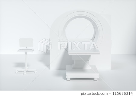 The medical equipment CT machine in the white 115656314