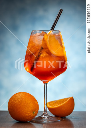 Glass of aperol spritz cocktail Glass of aperol spritz cocktail 115656319