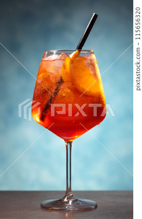 Glass of aperol spritz cocktail Glass of aperol spritz cocktail 115656320