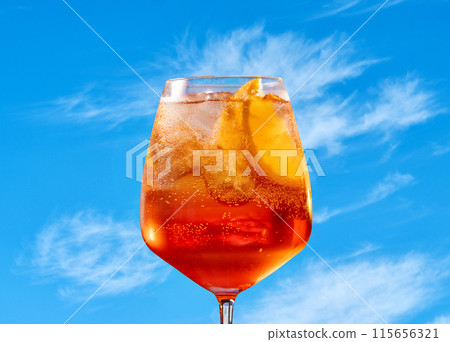 Glass of aperol spritz cocktail Glass of aperol spritz cocktail 115656321