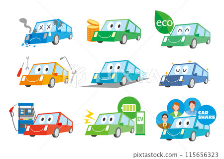 Illustration set of various car states 115656323