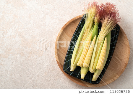 Corn tips, corn shoots, vegetables, baby corn husk 115656726