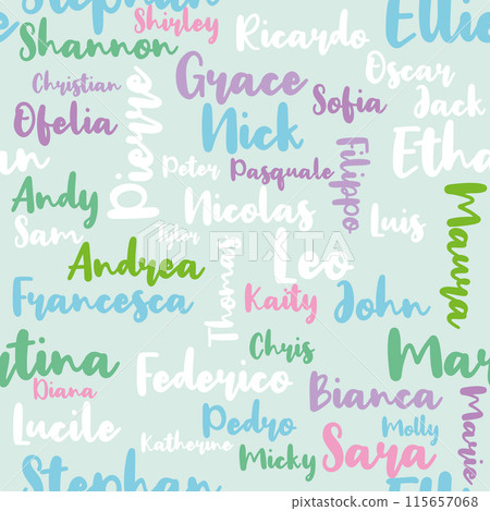 Seamless texture personal names background 115657068