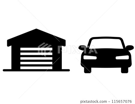 Garage car icon Garage car icon 115657076