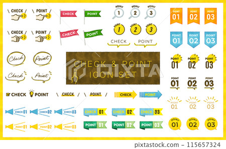 手寫樣式檢查和點向量圖示集 手寫樣式檢查和點向量圖示集 115657324