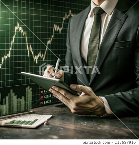 businessman using tablet on the stock market 115657910