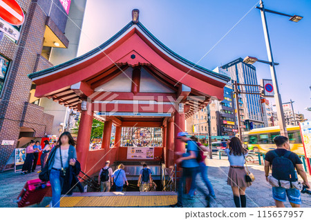 Tokyo cityscape in Japan: View of Ginza Line Asakusa Station Exit 4, which is based on Sensoji Temple, bustling with foreign tourists (3rd) Tokyo cityscape in Japan: View of Ginza Line Asakusa Station Exit 4, which is based on Sensoji Temple, bustling with foreign tourists (3rd) 115657957