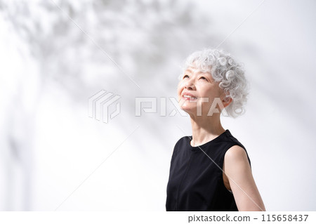 Beauty Sunshine Gray Hair Woman 115658437