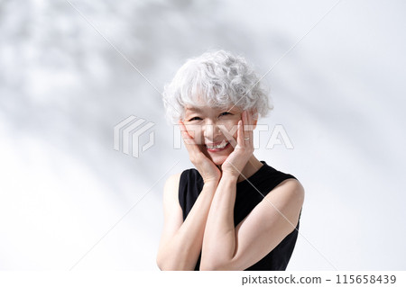 美麗陽光灰髮女人 115658439