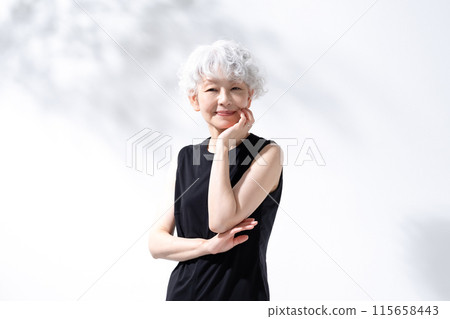美麗陽光灰髮女人 115658443