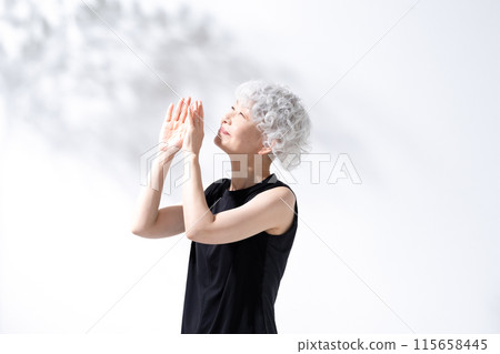 Beauty Sunshine Gray Hair Woman 115658445