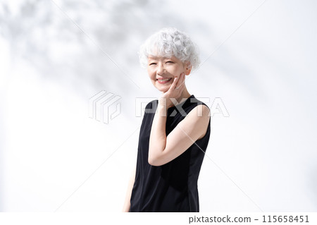 美麗陽光灰髮女人 115658451