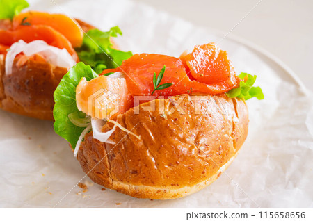 Smoked salmon sandwich Smoked salmon sandwich 115658656