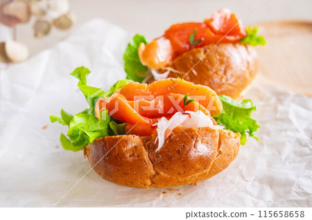 Smoked salmon sandwich Smoked salmon sandwich 115658658