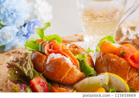 Smoked salmon sandwich Smoked salmon sandwich 115658669