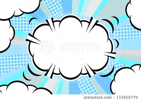 流行雲狀語音氣泡與藍色爆炸濃度線 流行雲狀語音氣泡與藍色爆炸濃度線 115658779