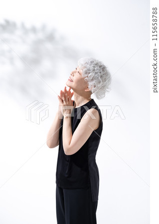 灰髮女子風景垂直 115658788