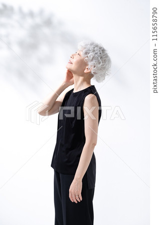 灰髮女子風景垂直 115658790