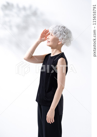 Gray-haired woman, landscape, portrait Gray-haired woman, landscape, portrait 115658791