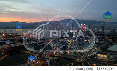 Cloud computing concept. Communication network. High quality photo Cloud computing concept. Communication network. High quality photo 115659037