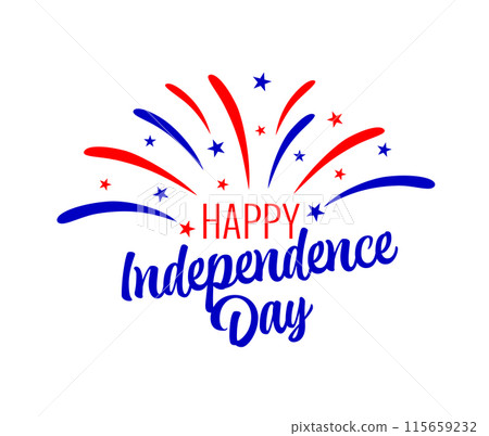 Happy Independence day symbol with fireworks.  115659232