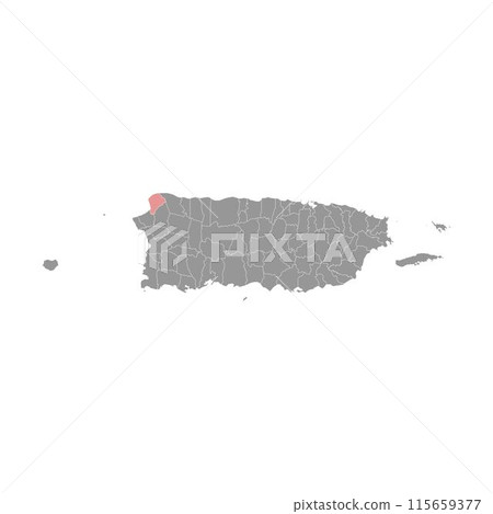 Aguadilla map, administrative division of Puerto Rico. Vector illustration. Aguadilla map, administrative division of Puerto Rico. Vector illustration. 115659377
