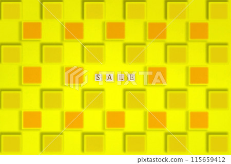 Yellow mosaic background with sale blocks in the center 115659412