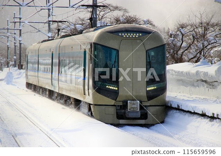 雪國，南會津... 走在冰凍的鐵路上 [特快自由] 500 系列 115659596