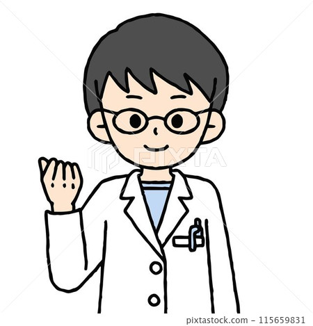 一位男性藥劑師正在做拳頭泵 一位男性藥劑師正在做拳頭泵 115659831