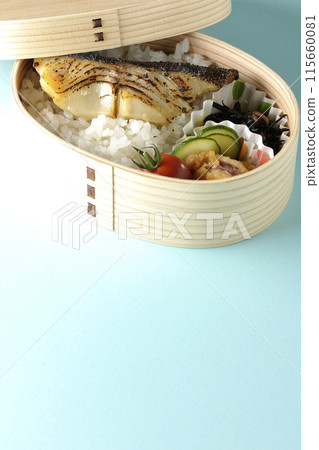 Grilled cod in a bento box 115660081
