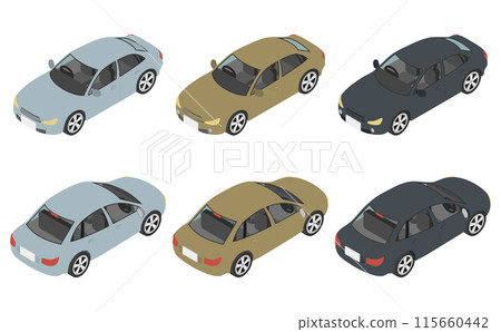 Isometric illustration: sedan car set 115660442