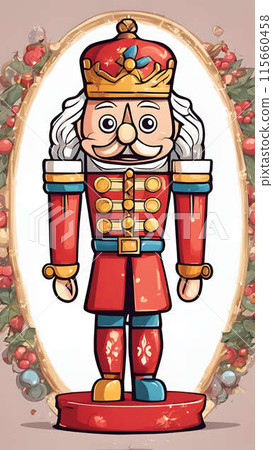 Classic New Year's Nutcracker, wooden in subdued colors 115660458