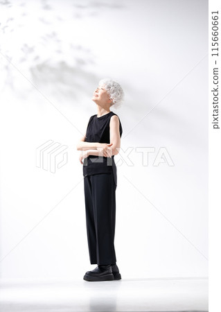 灰髮女人，水平，垂直，全身 115660661