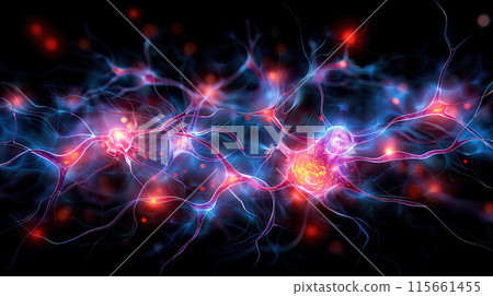 Illustration abnormal neural synaptic connection causing seizure 115661455